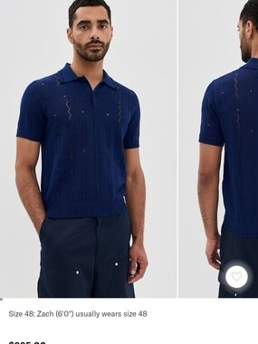 Marni Short-Sleeve Zig Zag Knit Blue Men's Sweater US Size Small New